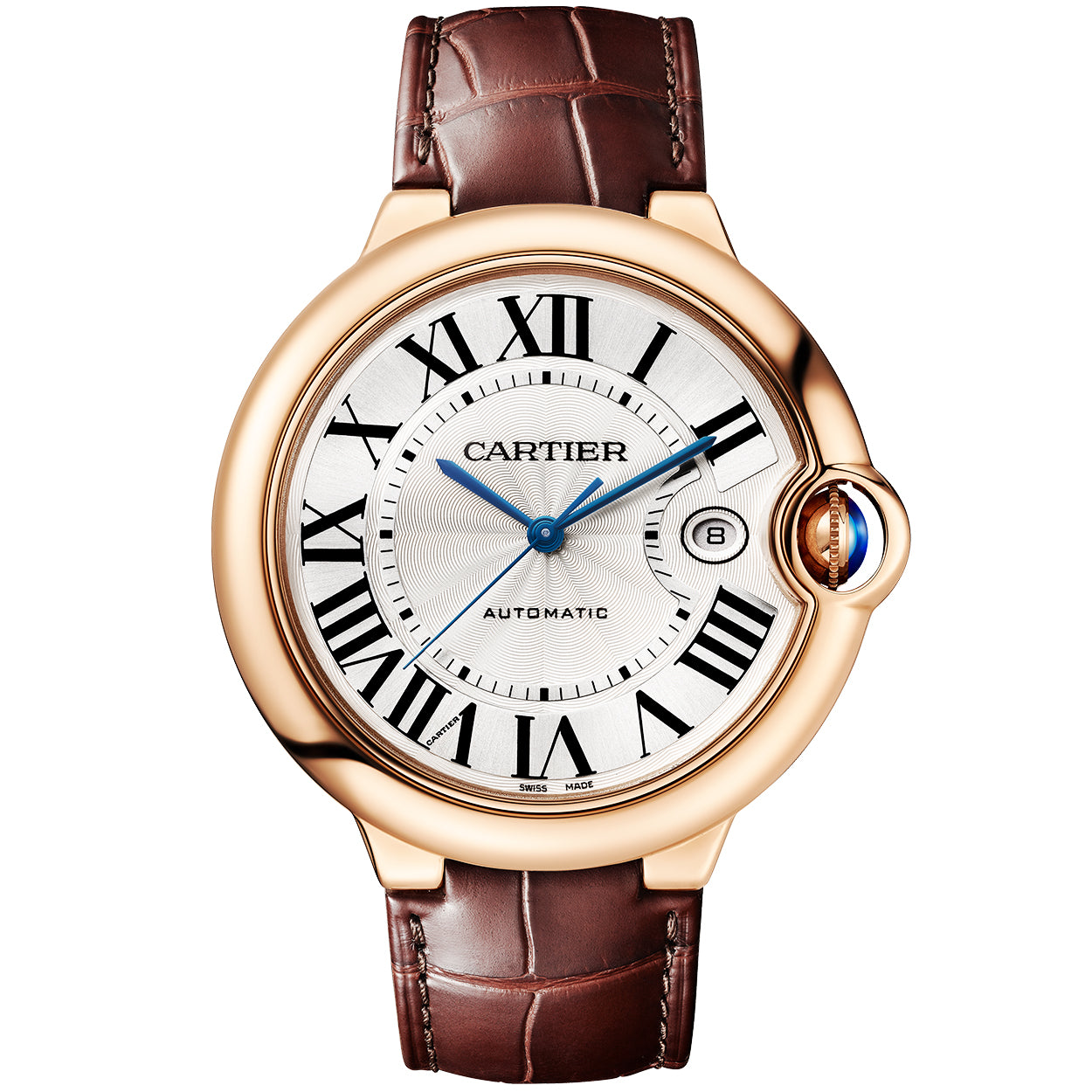 Cartier Ballon Bleu 18ct Rose Gold 42mm Automatic Leather Strap Watch