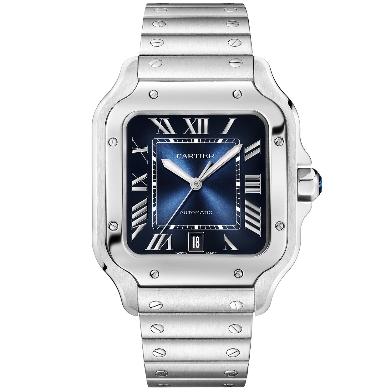 Santos de Cartier Large Blue Dial Automatic Steel Watch