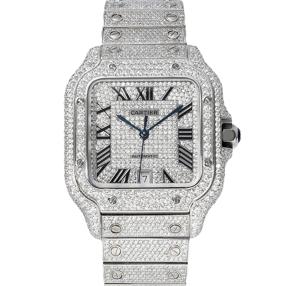 Cartier Santos De Cartier W2SA0006 Iced Out Watch