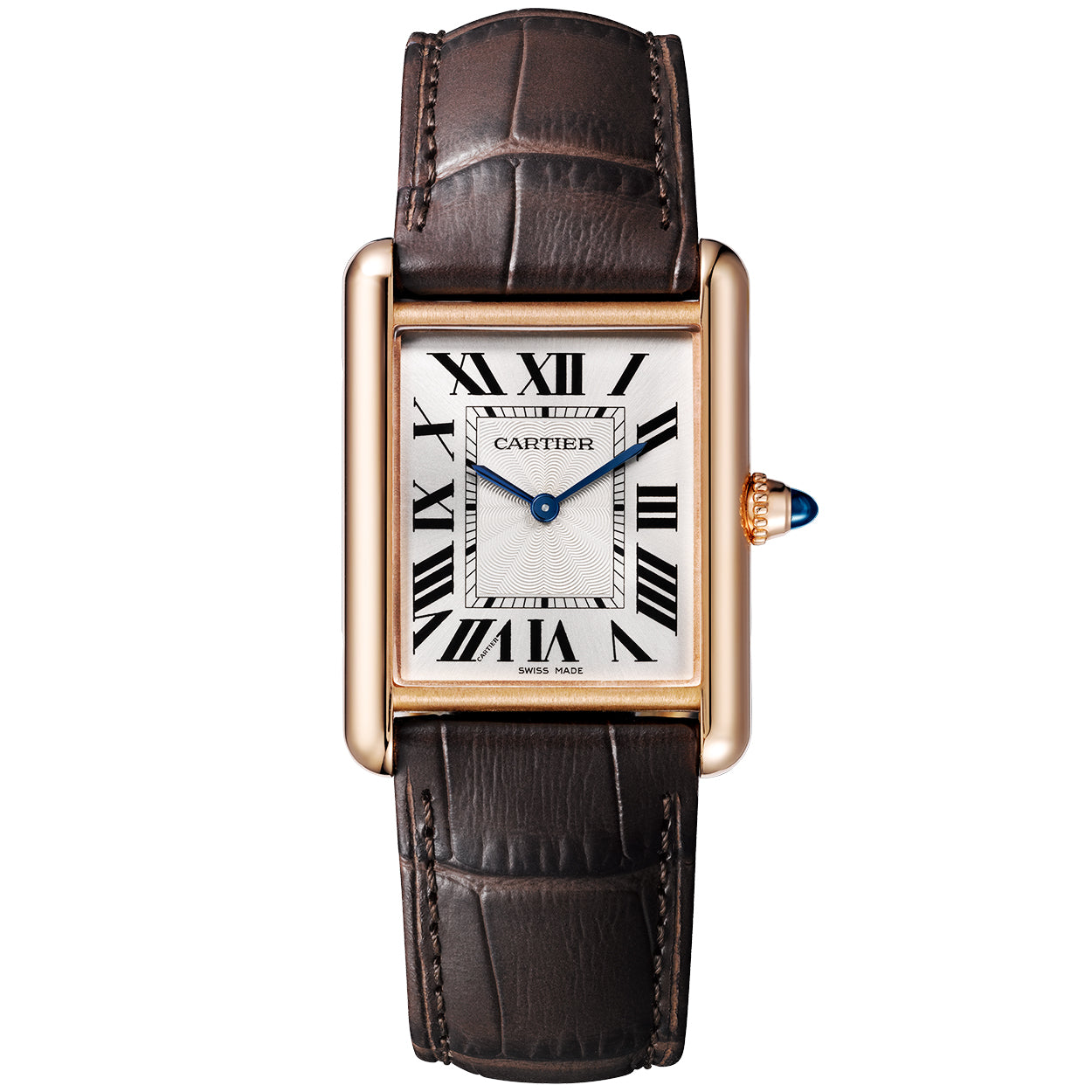 Tank Louis Cartier 18ct Rose Gold Large Model Leather Strap Watch