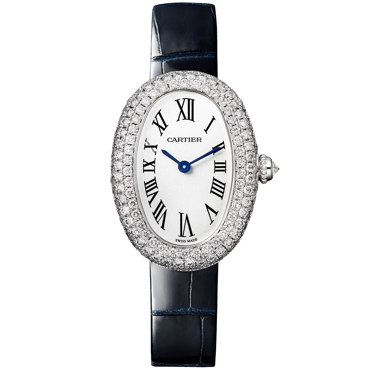 Cartier Baignoire Small 18ct White Gold Diamond Set Ladies Strap Watch