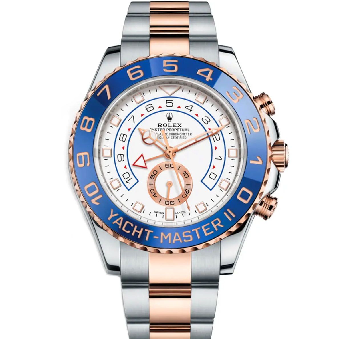 Rolex Yacht-Master II 116681 White Dial Two Tone Everose Gold Stainless Steel 44mm