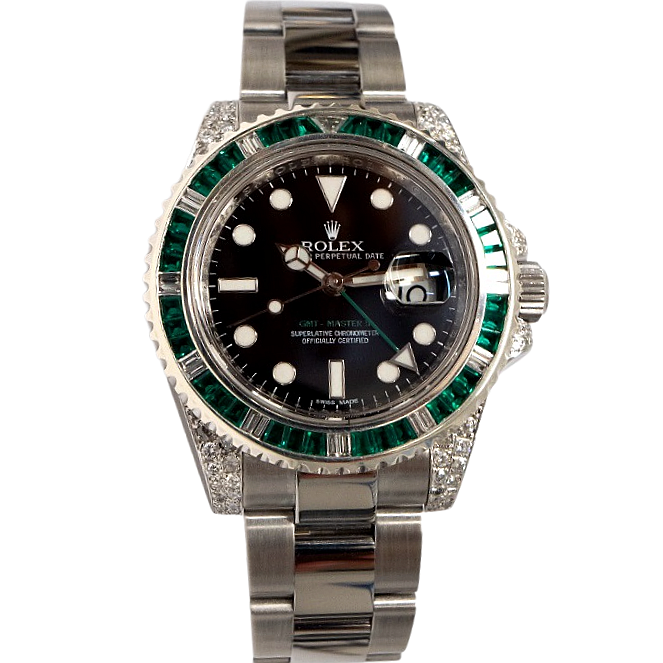 Rolex GMT Master 2 Iced Lugs Sapphire Diamond Ruby Bezel 126755SARU