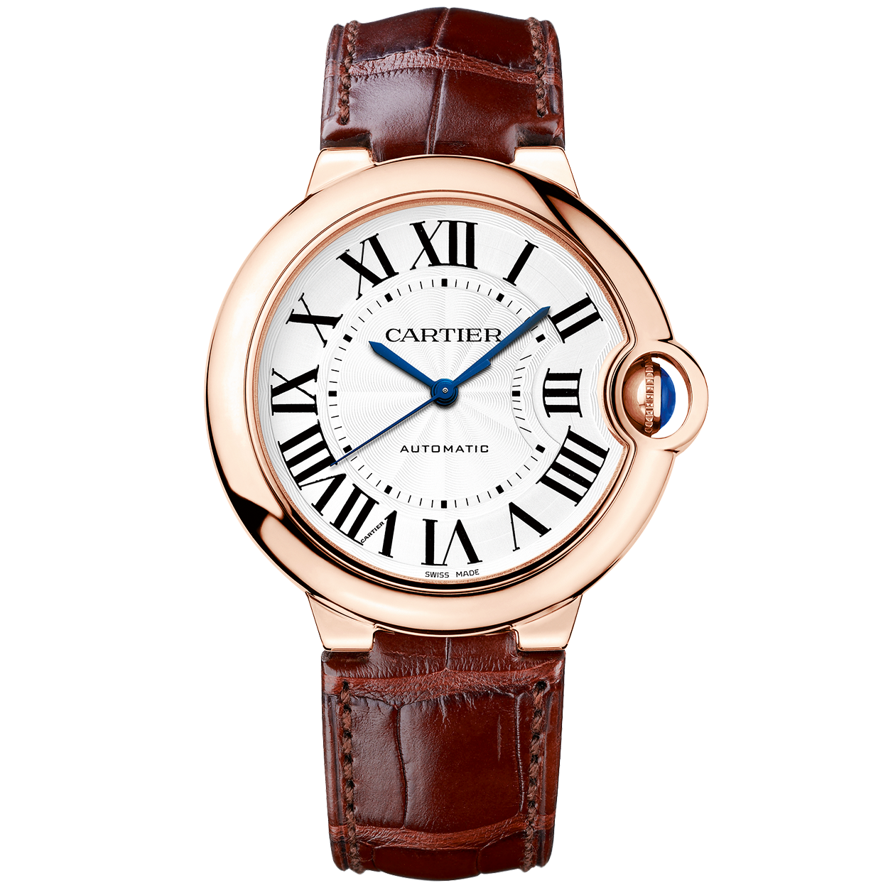 Cartier Ballon Bleu 18ct Rose Gold 36mm Automatic Leather Strap Watch