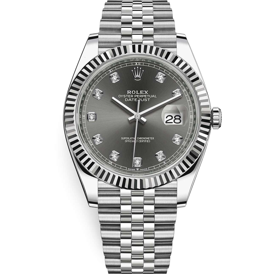 Rolex DateJust 41 Rhodium Diamond Dial 126334 Steel 18k White Gold
