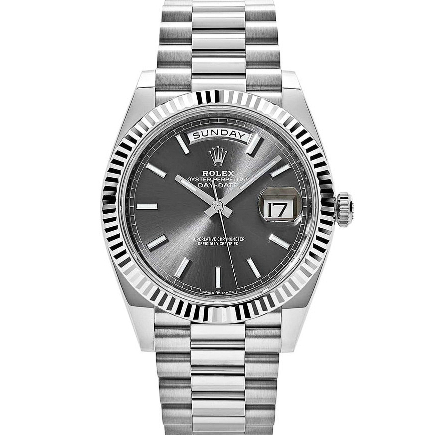 Rolex Day Date 40 228239 White Gold Grey Dial Watch