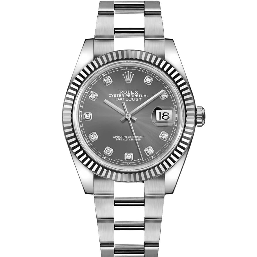 Rolex Datejust 41 Diamond Dial Fluted Bezel Watch 126334 0005