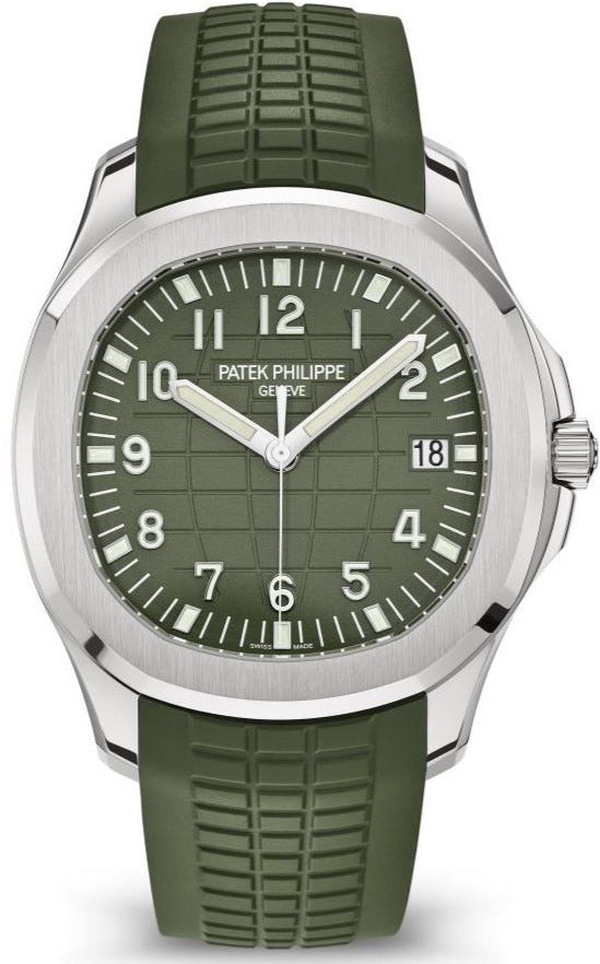 Patek Philippe Aquanaut White Gold Khaki Green Embossed Dial Ref# 5168G 010