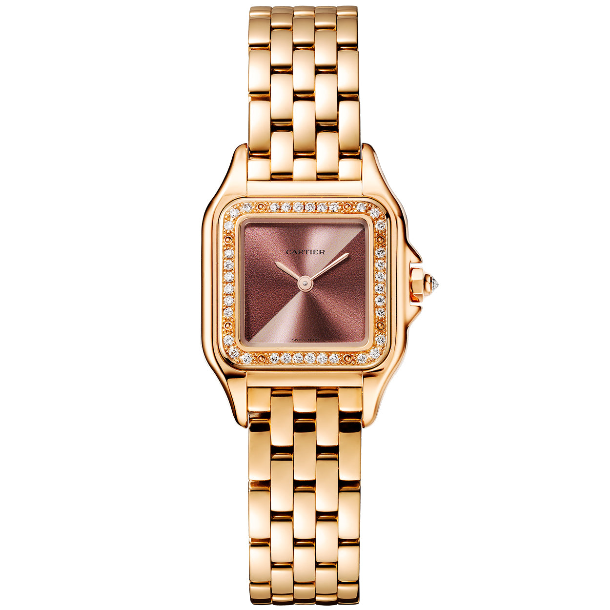 Panthere de Cartier Small 18ct Rose Gold Plum Dial Diamond Set Watch