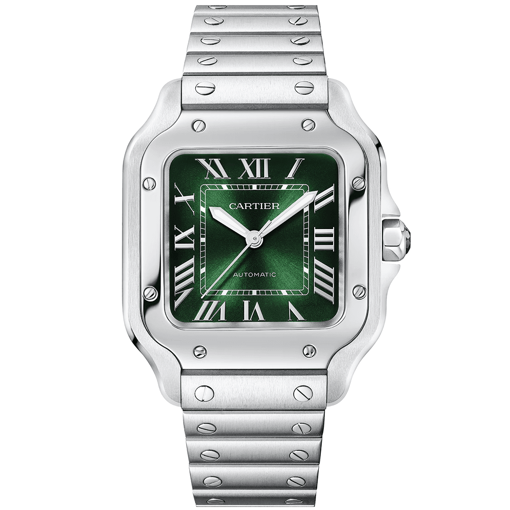 Santos de Cartier Medium Smoky Green Dial Automatic Bracelet Strap Watch