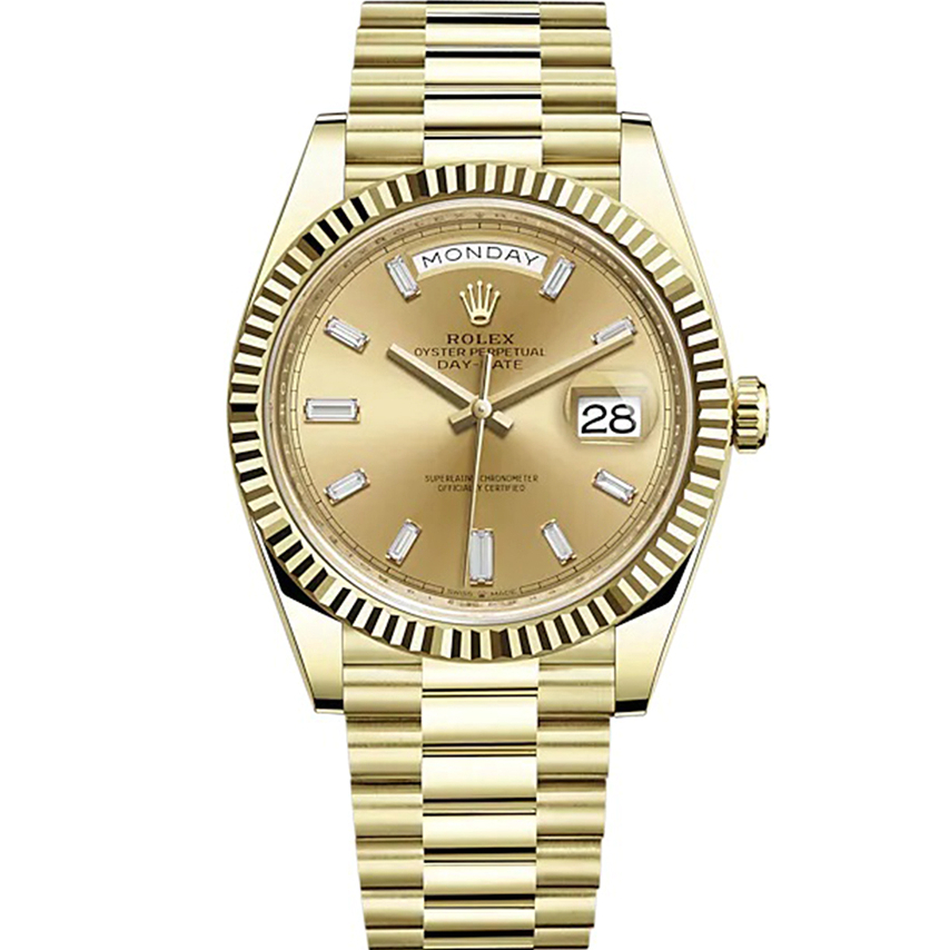 Rolex Day Date President 40mm Yellow Gold Champagne Diamond Dial 228238 0005 Unworn