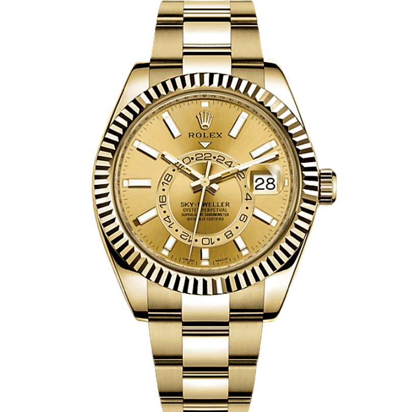 Rolex Sky Dweller 326938 Yellow Gold Champagne Dial 42