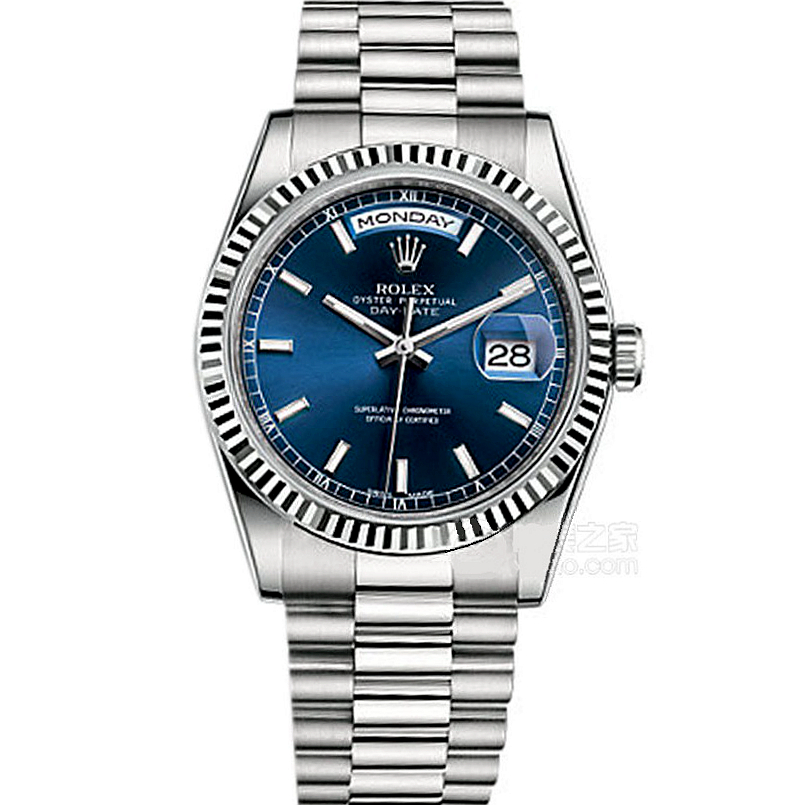 Rolex Day Date 18k White Gold 118238 Blue Dial Watch