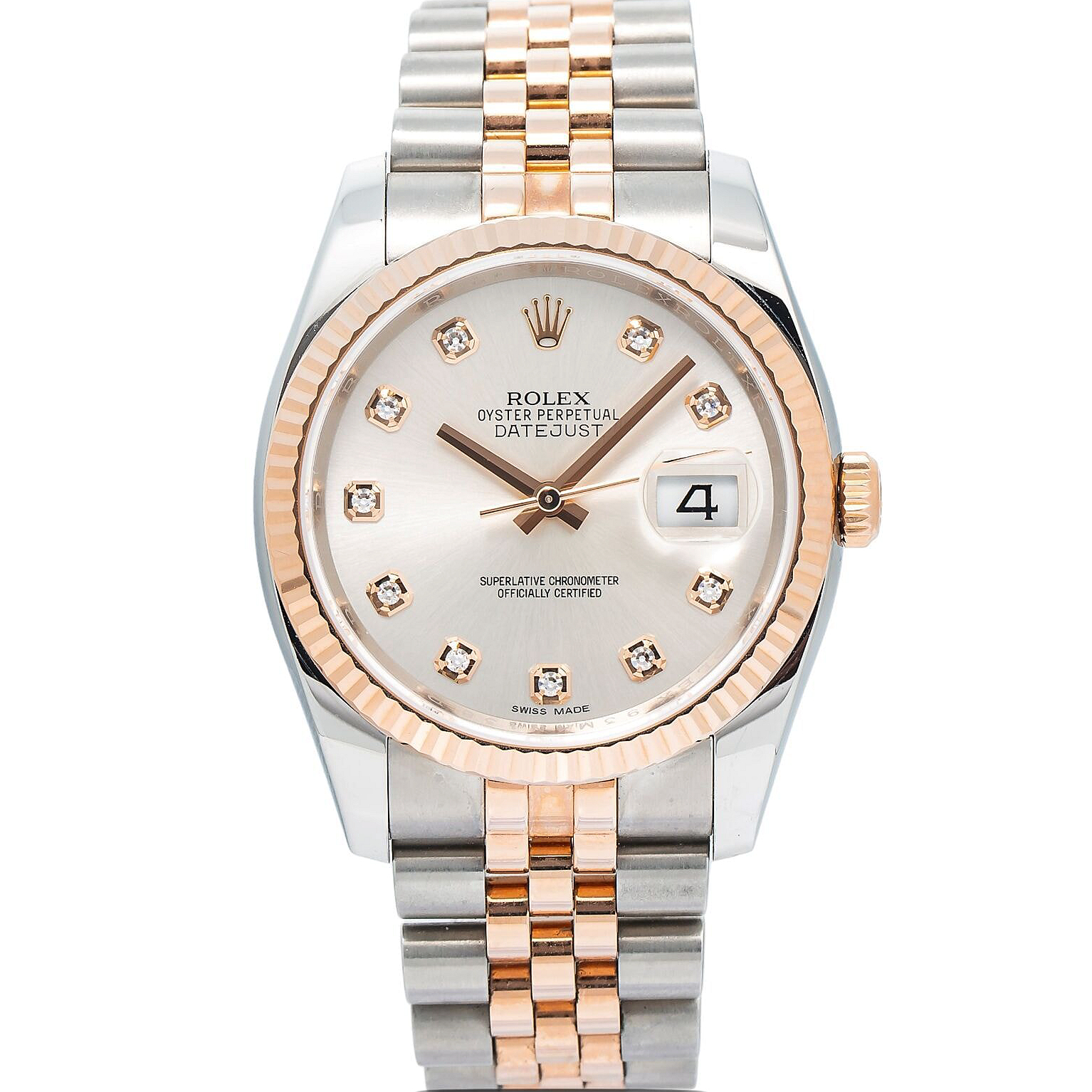 Rolex 116231 Datejust 36 Pearl Diamond Dial Everose Jubilee Bracelet Watch