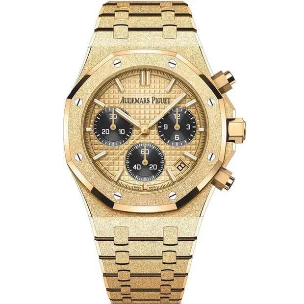 Audemars Piguet Royal Oak Chronograph Frosted Yellow Gold Black Subdials