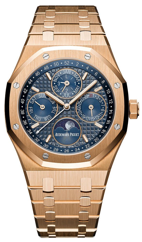 Audemars Piguet Royal Oak Perpetual Calendar 18k Rose Gold Blue Dial Blue Sub Dials