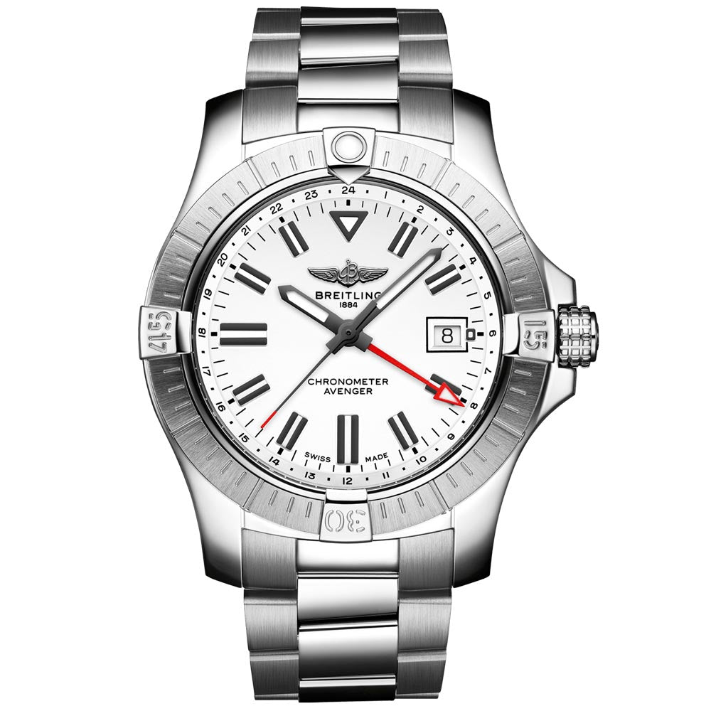 Breitling Avenger GMT 43mm White Dial Automatic Gents Watch A32397101A1A1