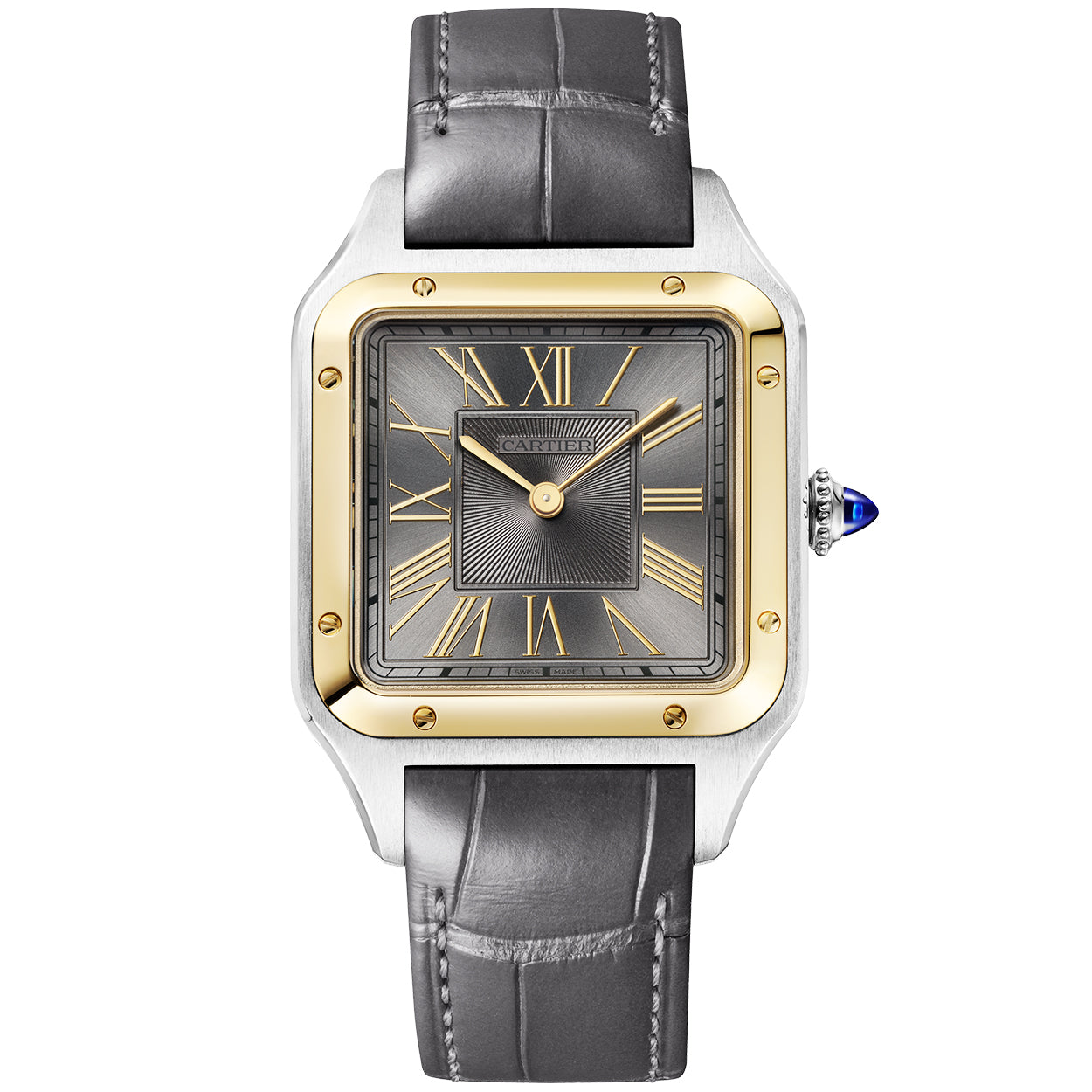 Cartier Santos Dumont Large Steel 18ct Yellow Gold Strap Watch