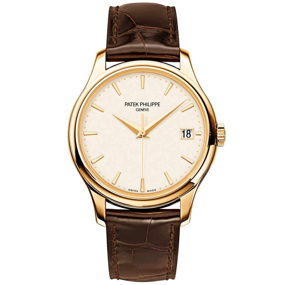 Patek Philippe Calatrava 18ct Yellow Gold Ivory Dial Men's Automatic Leather Strap Watch