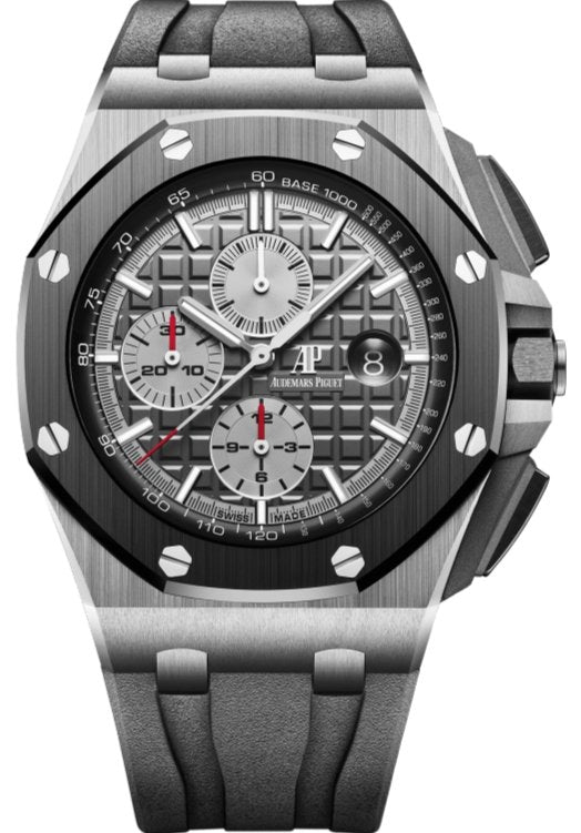 Audemars Piguet Royal Oak Offshore Selfwinding Chronograph Titanium Grey Dial Black Sub Dials Grey Ceramic Bezel