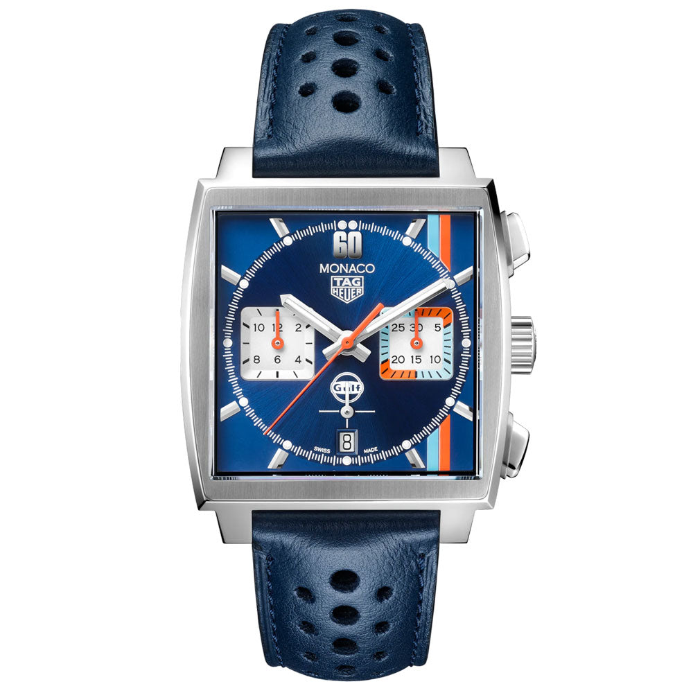 TAG Heuer Monaco Gulf Special Edition 39mm Multi Dial Automatic Chronograph Watch CBL2115 FC6494