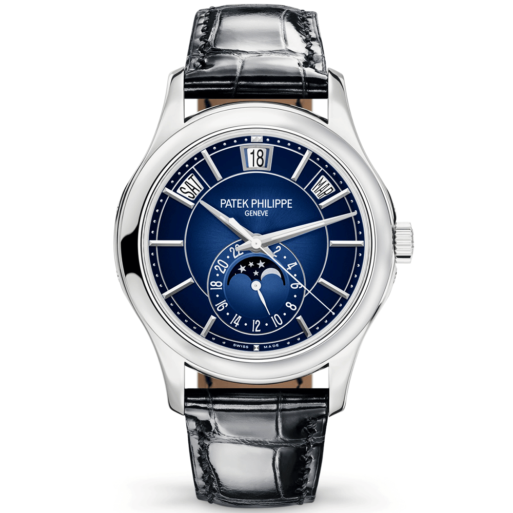 Patek Philippe Annual Calendar 18ct White Gold 40mm Blue Sunburst Dial Men's Watch