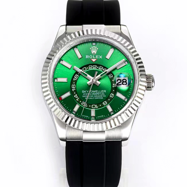 Rolex Sky Dweller 18ct Silver 42mm Green Dial 326235
