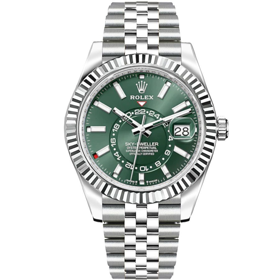 Rolex Sky Dweller White Gold Fluted Bezel Watch 336934 0002