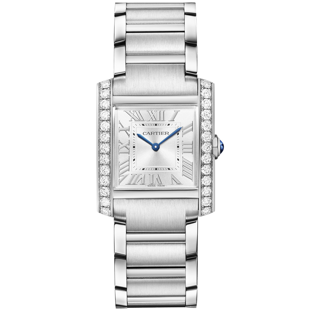 Cartier Tank Francaise Medium Diamond Set Steel Bracelet Watch