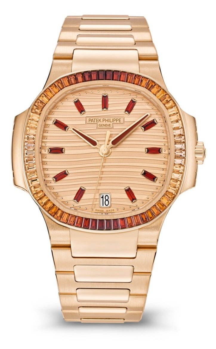 Patek Philippe Nautilus Automatic Rose Gold Baguette Cognac Bezel 71181300R 001
