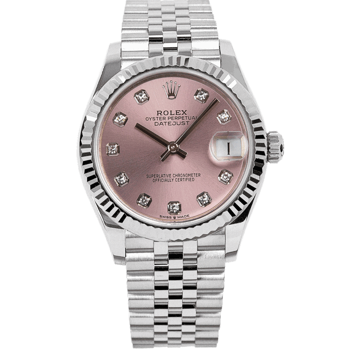 Rolex Datejust 31 Steel Pink Diamonds Dial Oyster 278274 Watch