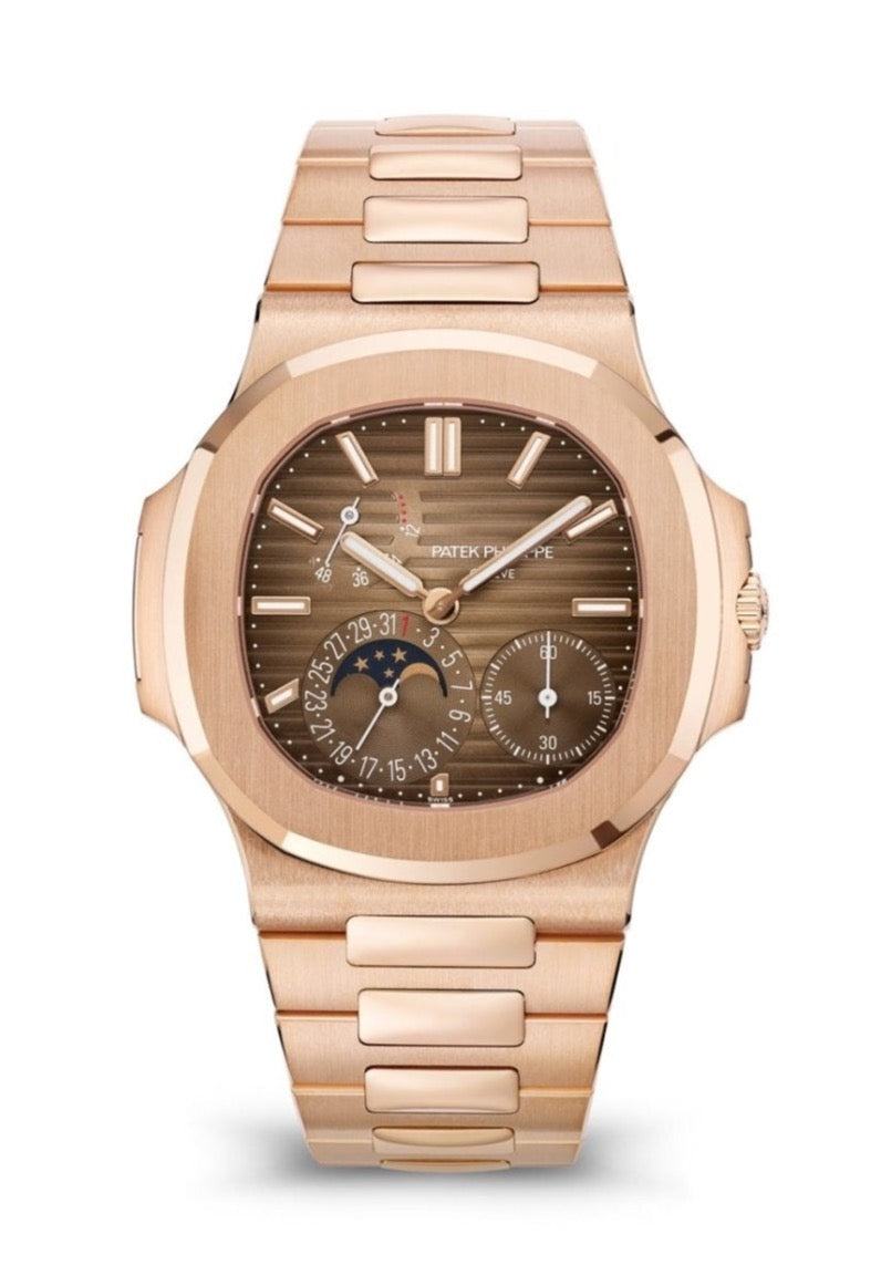 Patek Philippe Nautilus Moon Phase Rose Gold 40mm Brown Black Dial 57121R 001