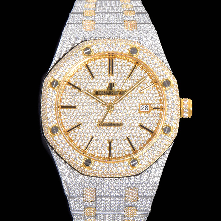 Audemars Piguet Royal Oak Selfwinding Two Tone 15400 Iced Out Watch