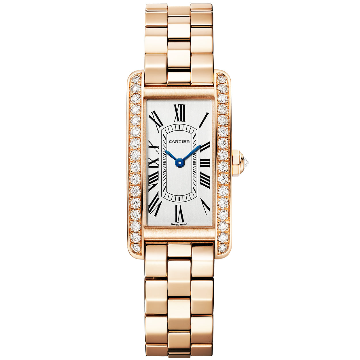 Cartier Tank Americaine Small 18ct Rose Gold Diamond Set Bracelet Watch