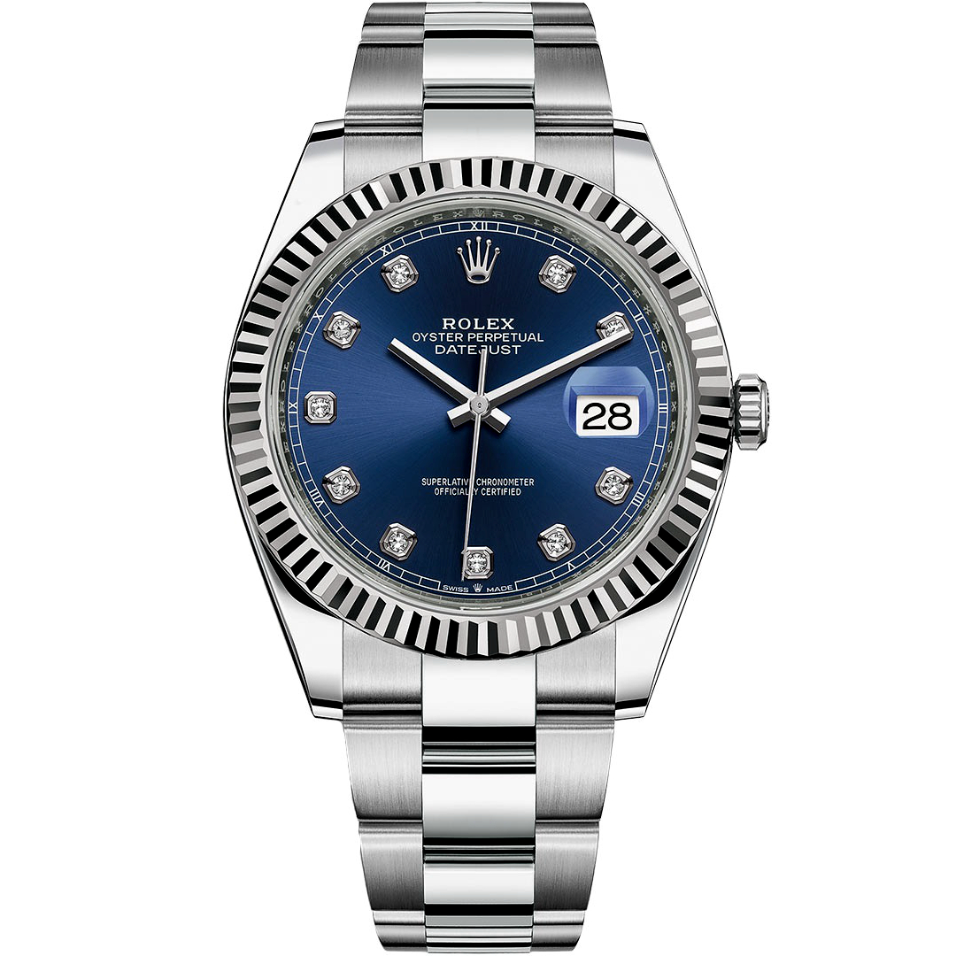 Rolex 126334 Datejust 41 Blue Diamond Dial Oyster Watch