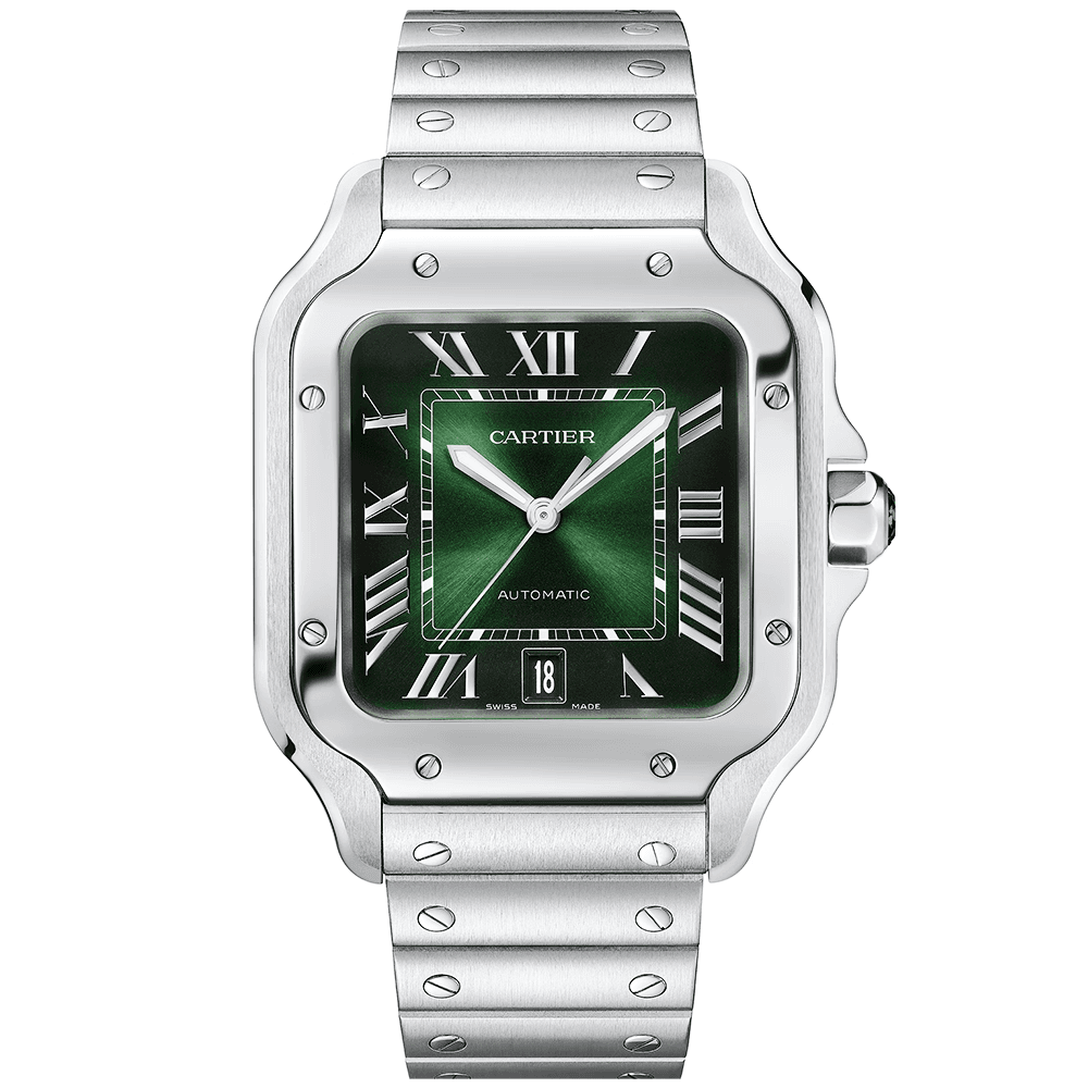 Santos de Cartier Large Smoky Green Dial Automatic Bracelet Strap Watch