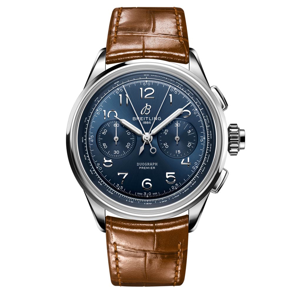 Breitling Premier B15 Duograph 42mm Blue Dial Manual Wound Gents Watch AB1510171C1P1
