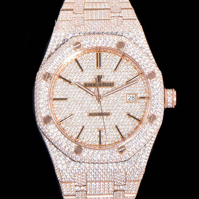 Audemars Piguet Royal Oak Selfwinding Rose Gold 15400 Iced Out Watch
