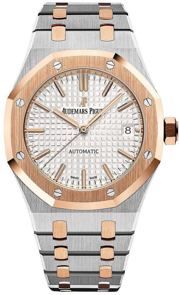 Audemars Piguet Royal Oak Selfwinding Rose Gold and Steel White Dial 37mm Ladies Watch