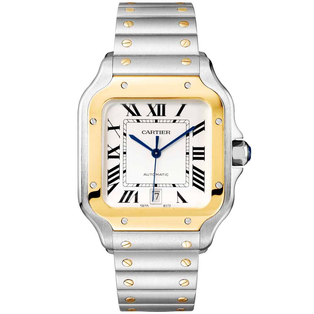 Santos de Cartier Large Steel 18ct Yellow Gold Bracelet Strap Watch