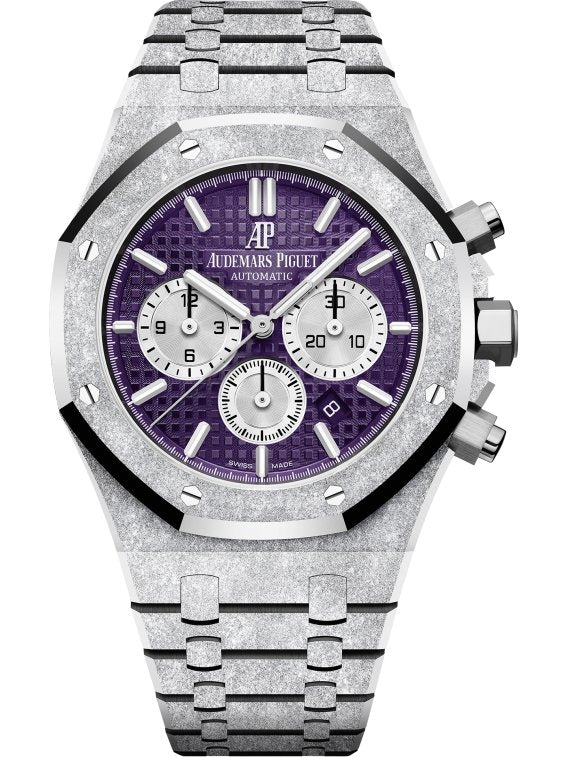 Audemars Piguet Royal Oak Selfwinding Chronograph Frosted White Gold Purple Dial LIMITED EDITION