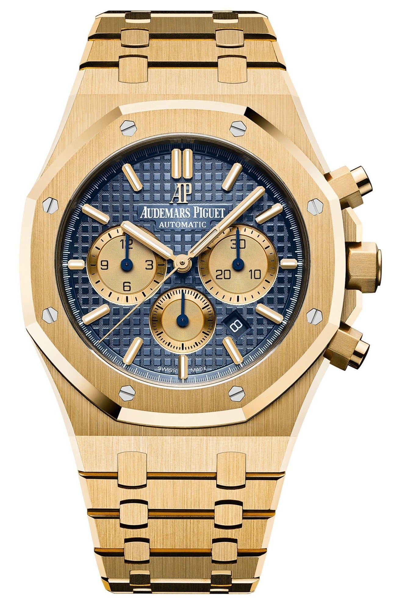 Audemars Piguet Royal Oak Selfwinding Chronograph 42mm 18k Yellow Gold Blue Dial Yellow Sub Dials