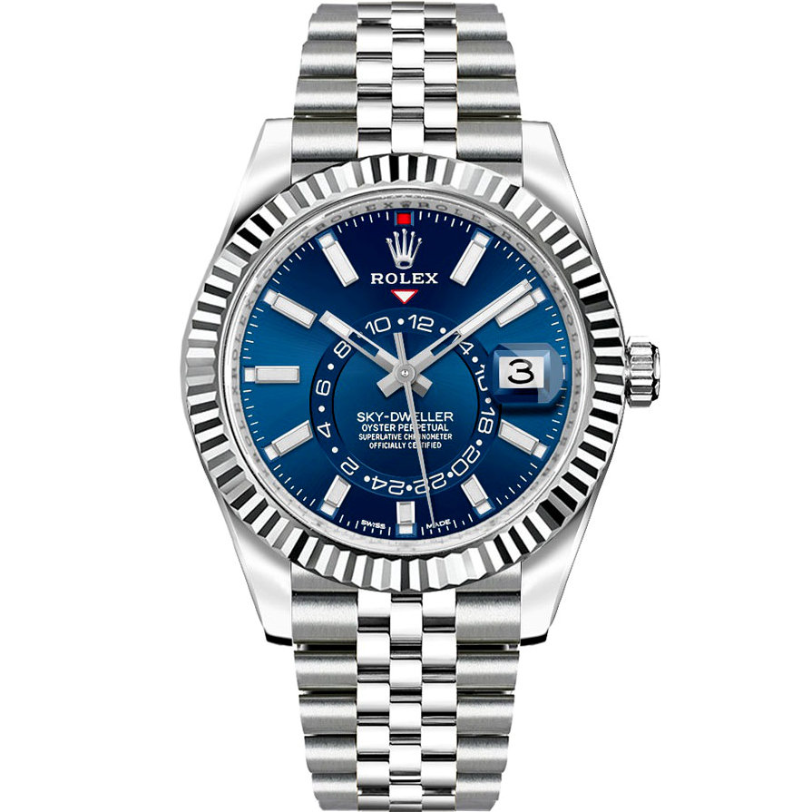 Rolex Sky Dweller Blue Dial Steel White Gold Mens Watch 326934