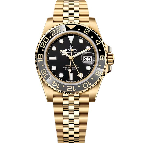 Rolex GMT Master II 40mm Yellow Gold Black Dial Black Grey Bezel 126718GRNR