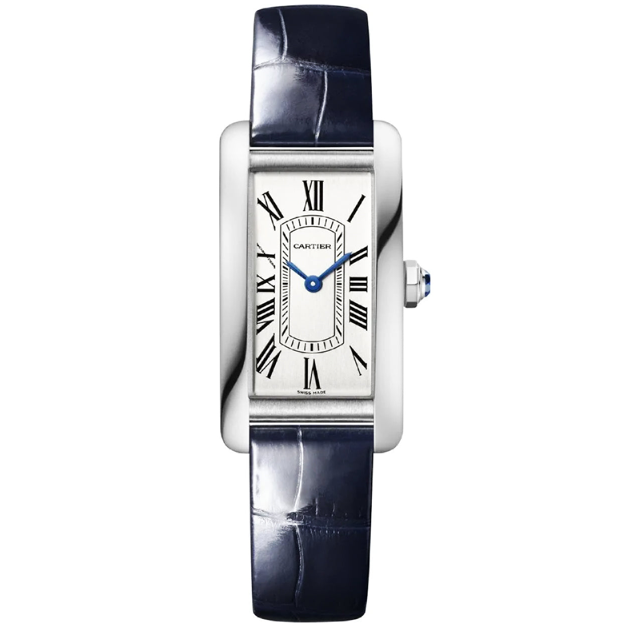 Cartier Tank Americaine Small Steel Ladies Leather Strap Watch