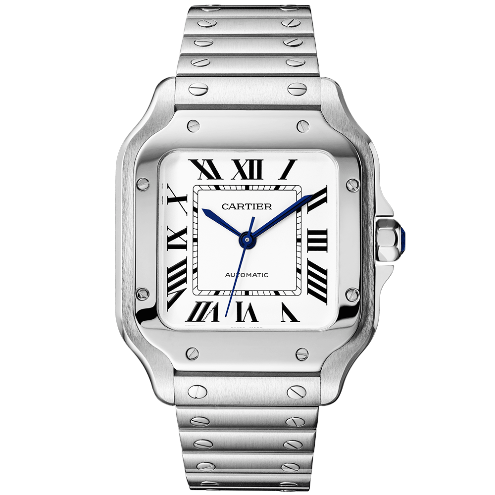 Santos de Cartier Medium Steel Bracelet Strap Watch