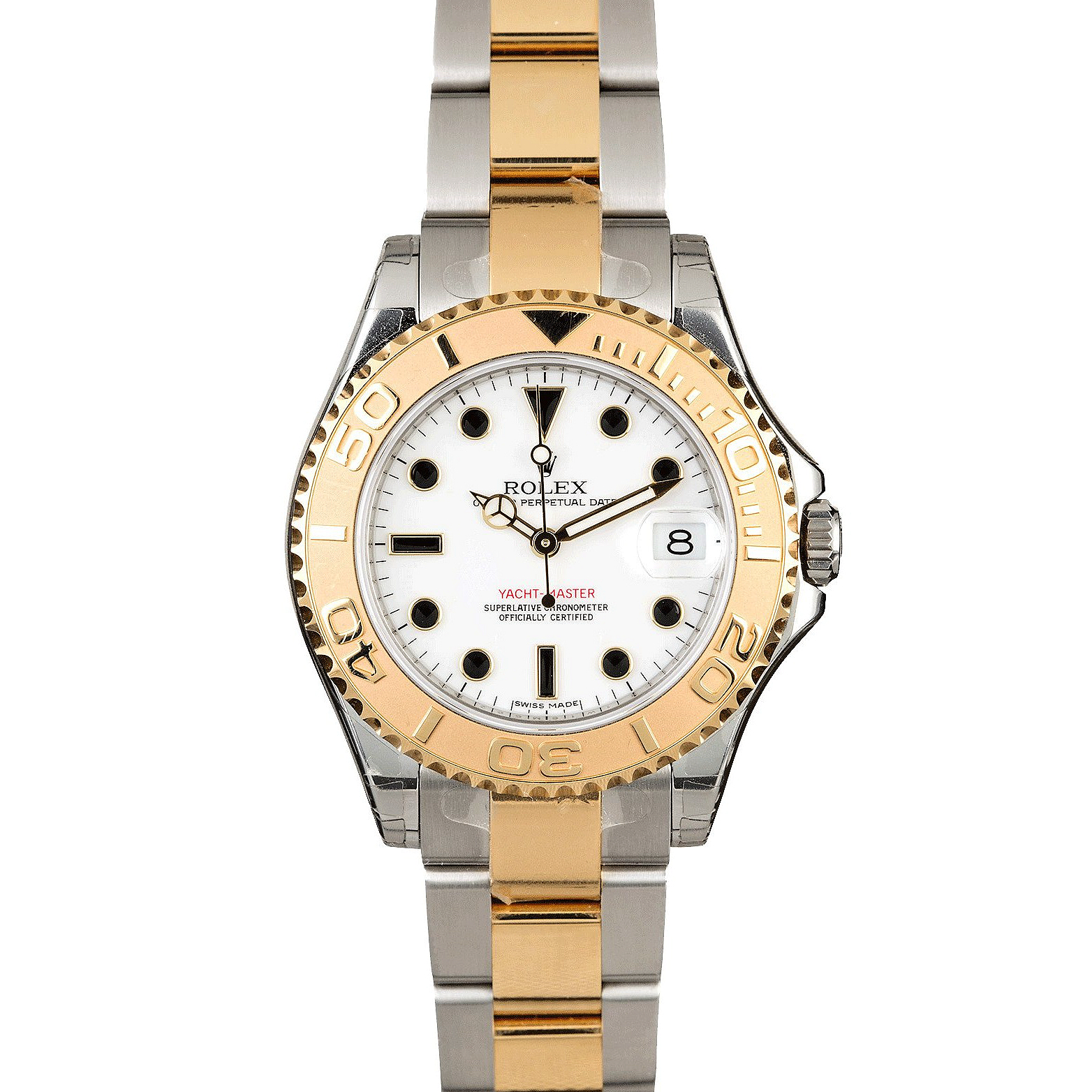Rolex Yacht Master 18K Yellow Gold White Dial Watch 16623