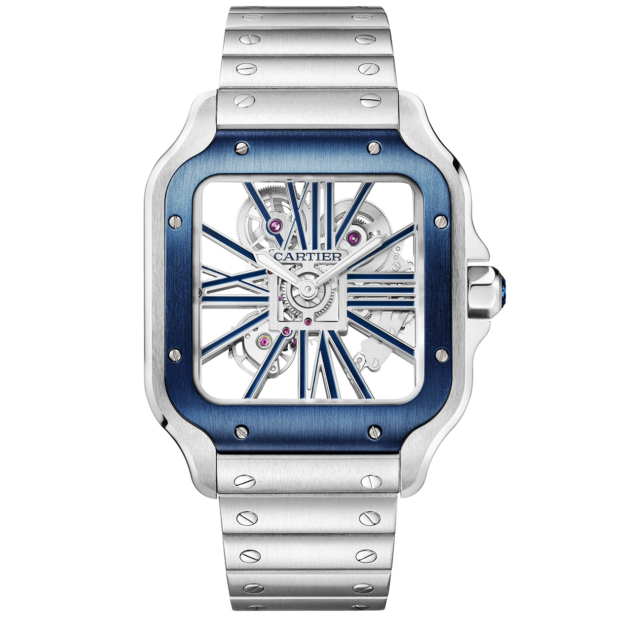 Santos de Cartier Large Skeleton Blue Dial Men's Watch