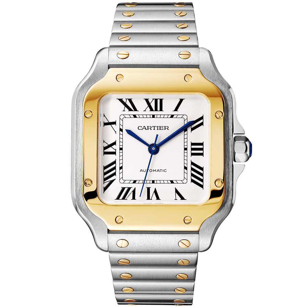 Santos de Cartier Medium Steel 18ct Yellow Gold Bracelet Strap Watch