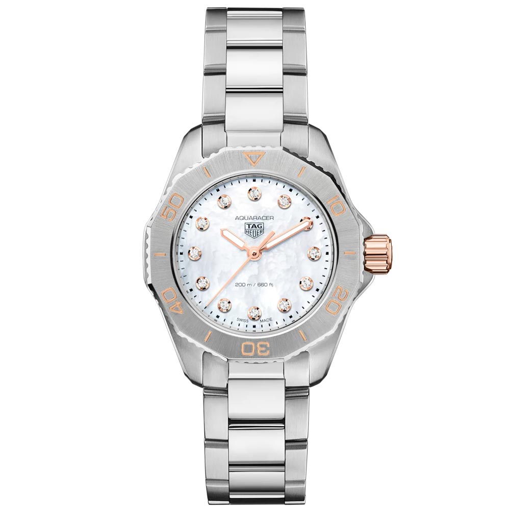 TAG Heuer Aquaracer Professional 200 30mm MOP Dial Diamond Quartz Ladies Watch WBP1450 BA0622